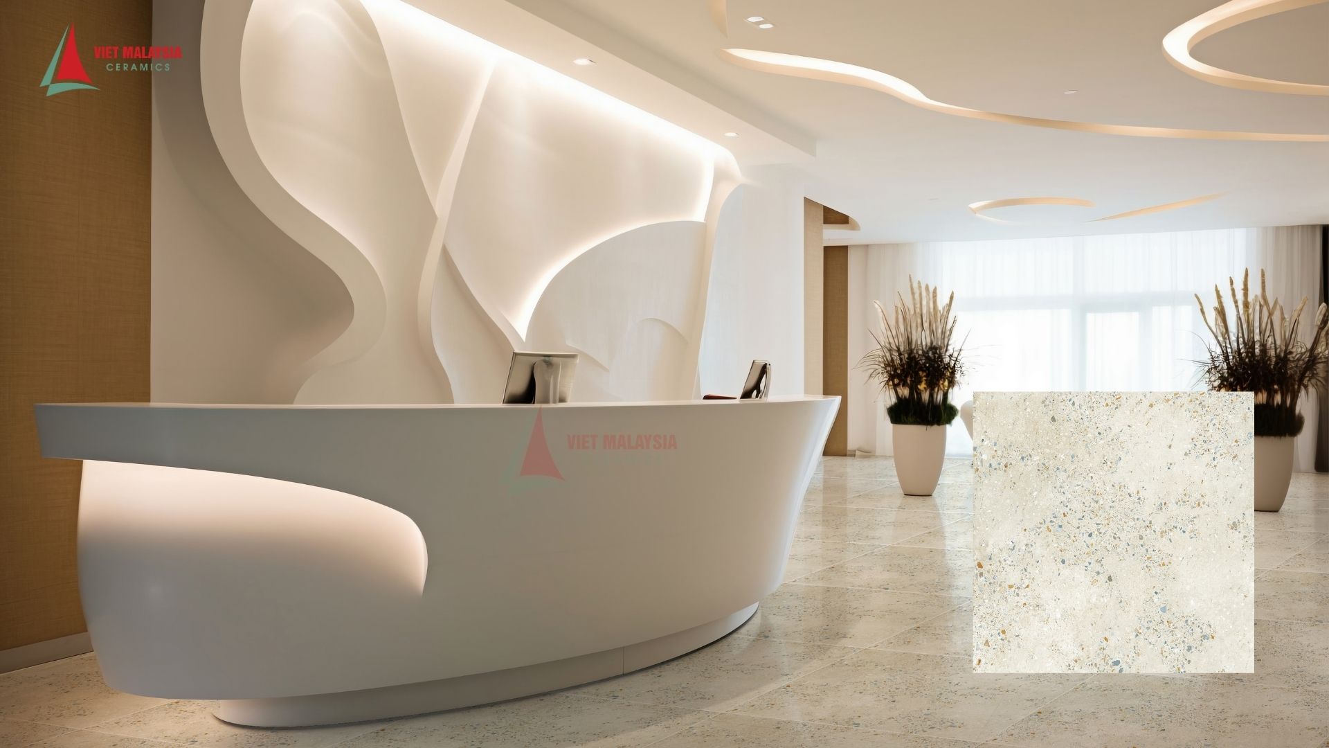 Gạch terrazzo lát quầy lobby khách sạn – 60ML6507.