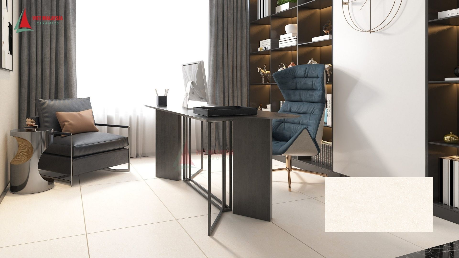 Gạch Terrazzo lát sàn phòng làm việc màu sáng – 120696.