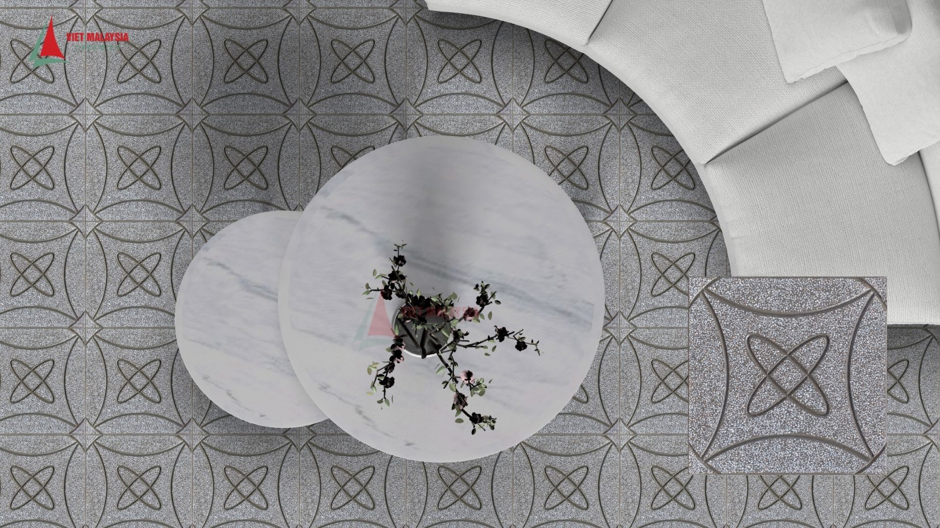 Gạch xanh 40×40 terrazzo lát sân mát mẻ.