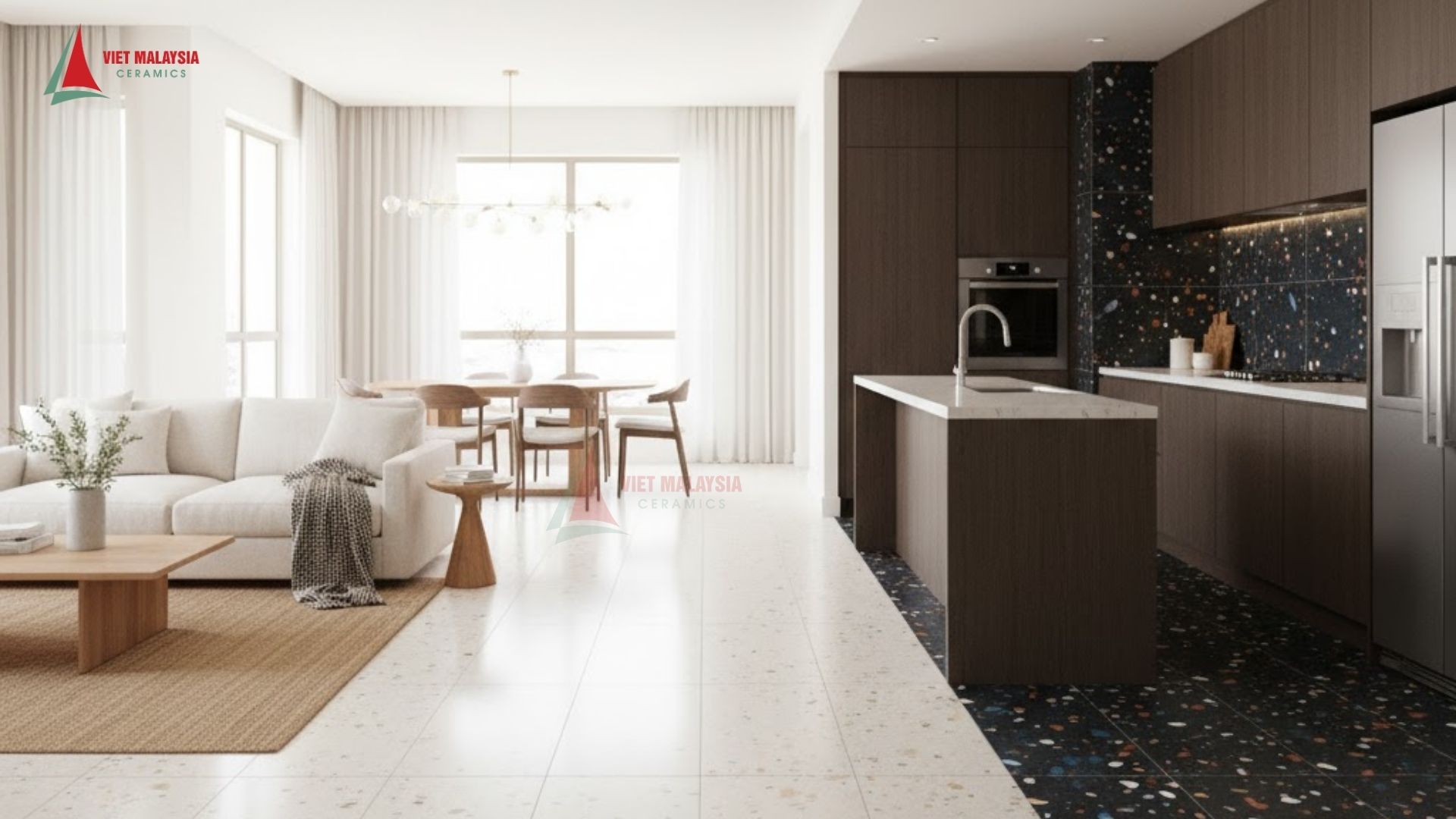 Phối gạch Terrazzo theo bộ – Hài hòa, tinh tế.