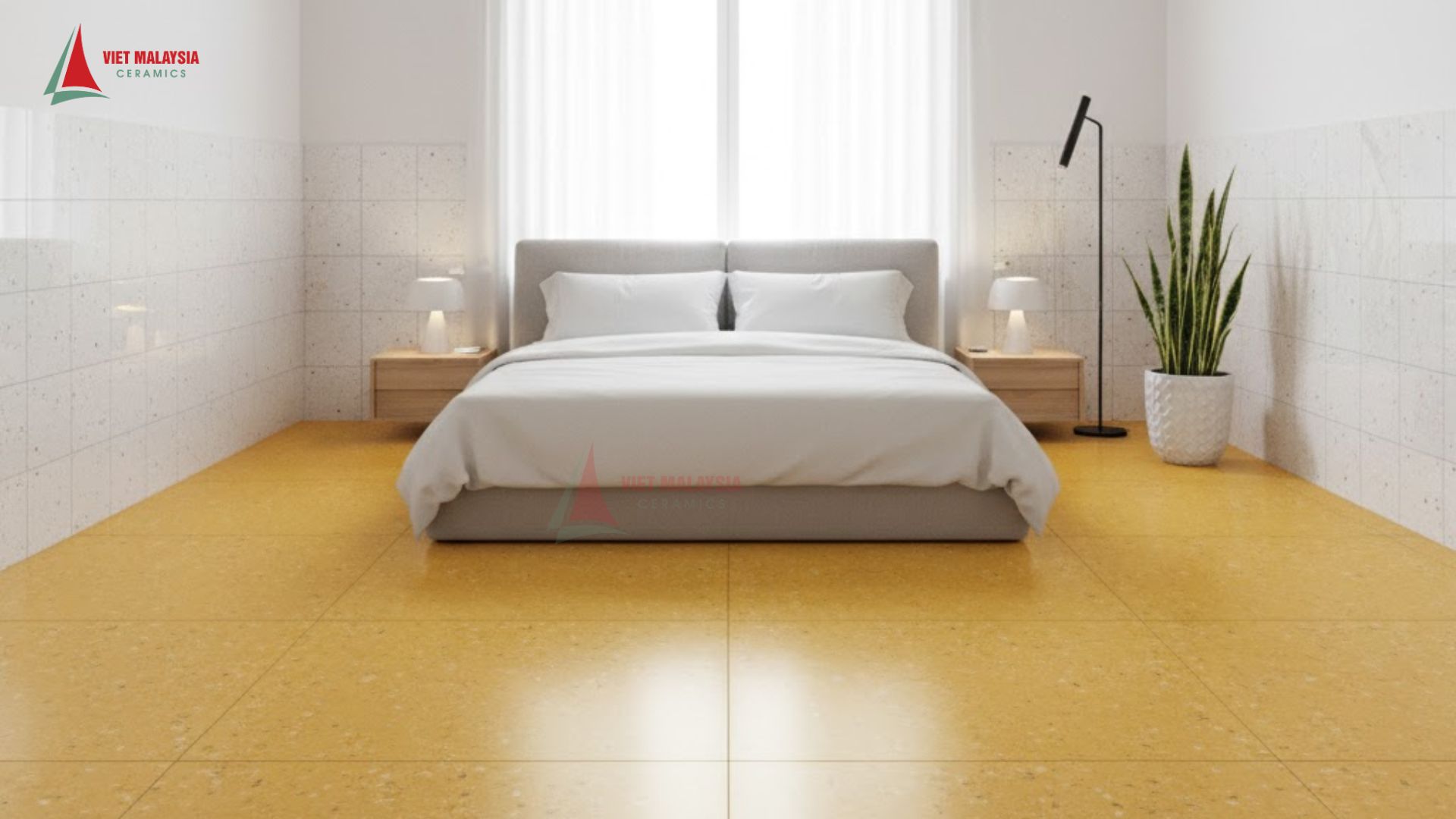 Phối gạch terrazzo lớn nhỏ – Linh hoạt và ấn tượng.