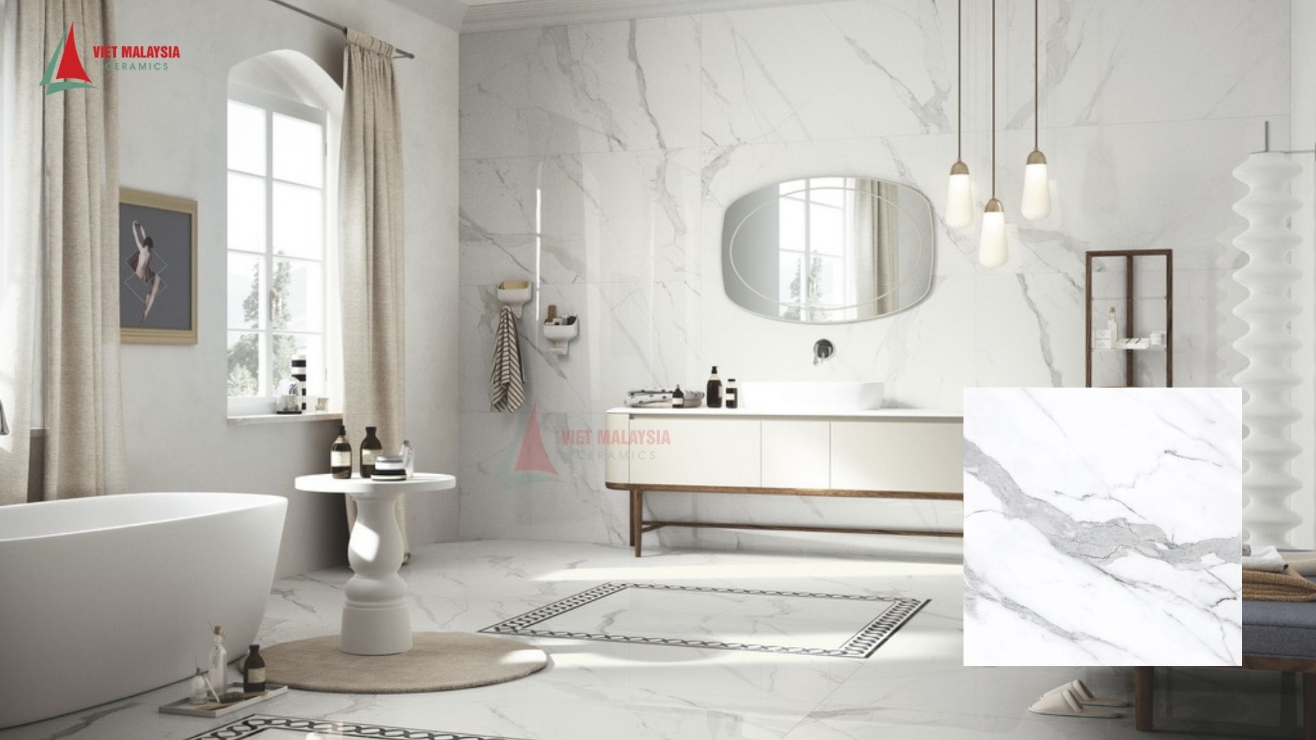 Gạch lát nền châu Âu cho phòng tắm sang trọng – STATUARIO