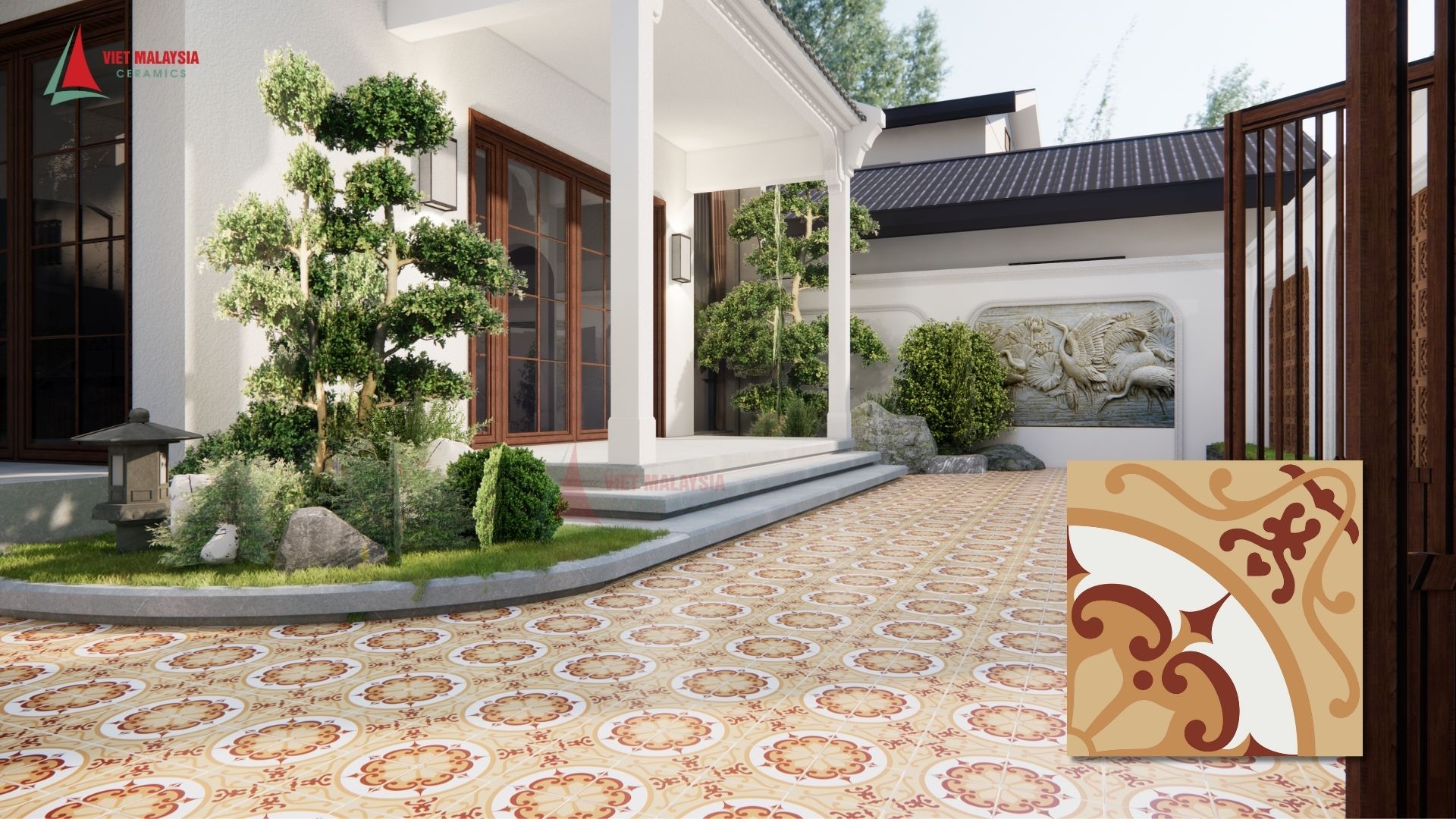Mẫu gạch bông xi măng chuyên dụng cho ngoài trời - VH 28.3