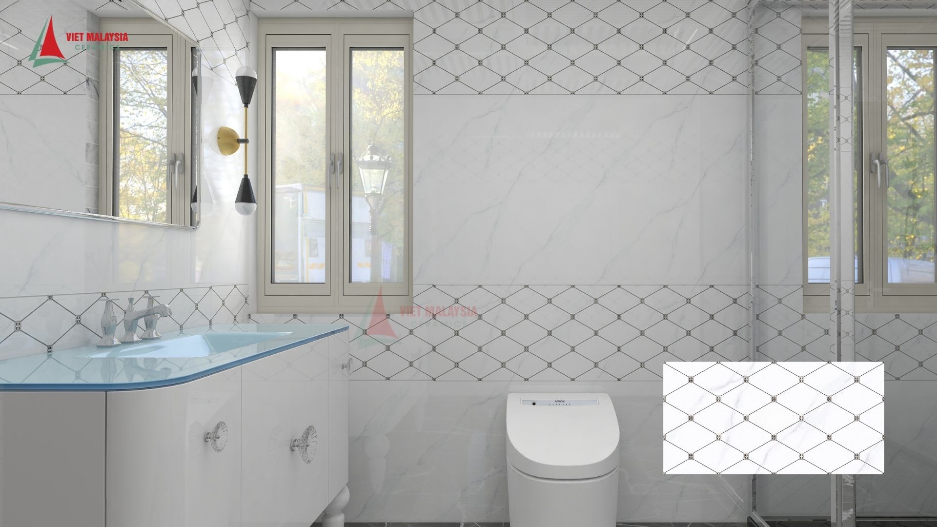 Gạch điểm ốp tường phòng tắm – 48M4803