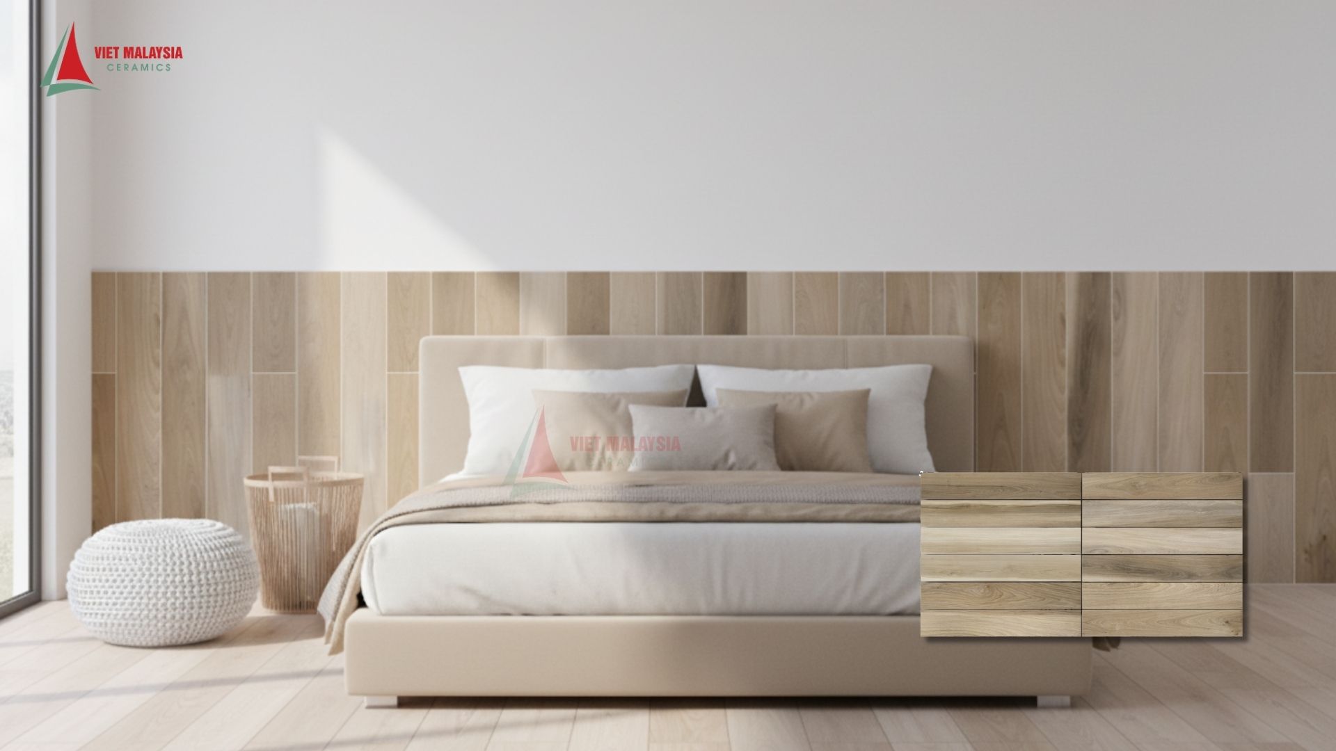 Gạch giả gỗ ốp vách đầu giường - K9153468MA