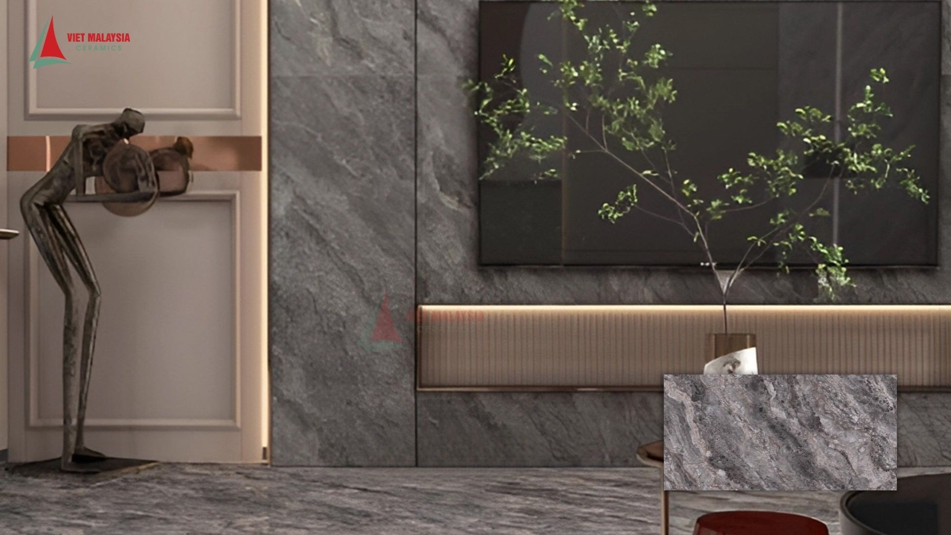 Gạch lát tường phòng khách căn hộ penthouse – KPEBM157003