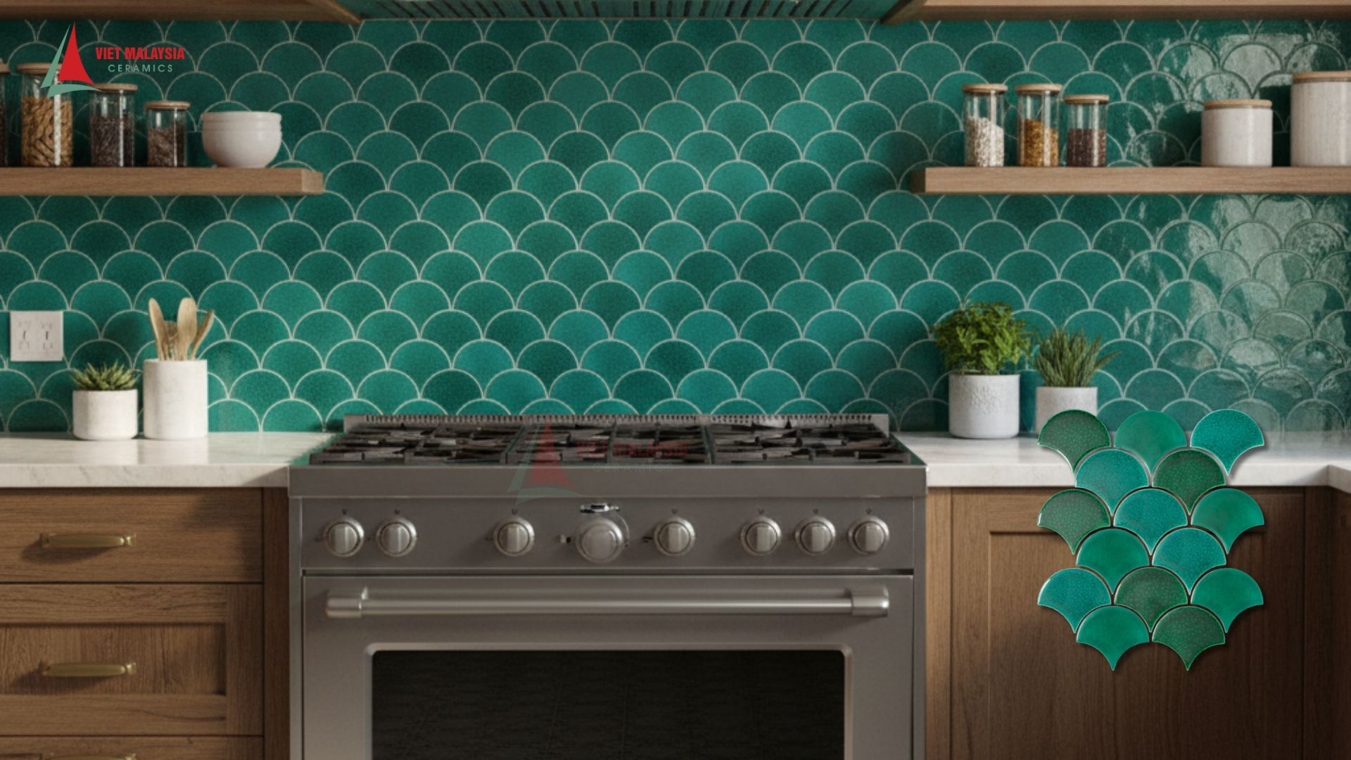 Gạch mosaic vảy cá men rạn ốp tường bếp tạo điểm nhấn nghệ thuật - VH-IN859501