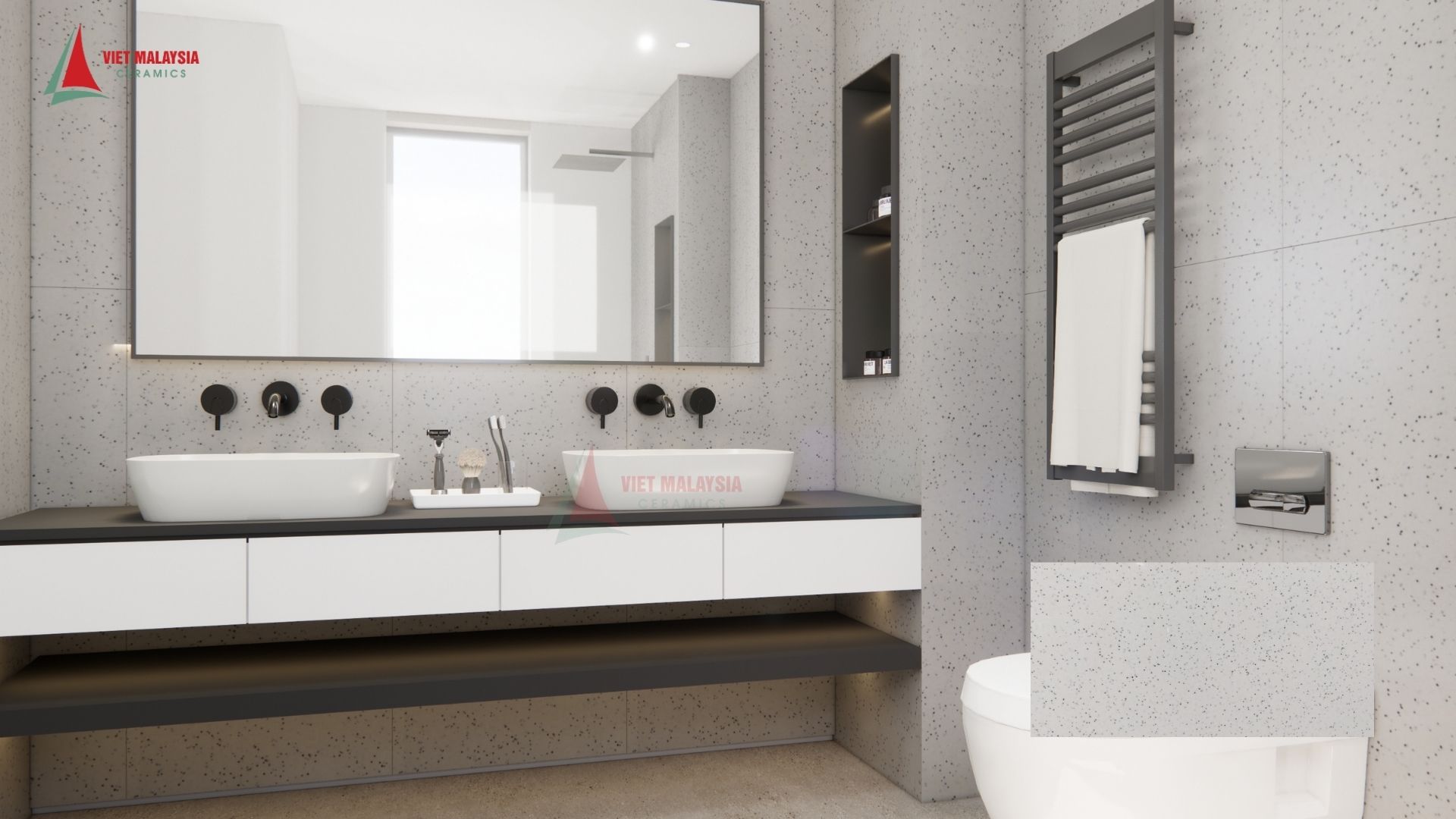 Gạch terrazzo là lựa chọn hoàn hảo ốp tường phòng tắm – 612QUMA