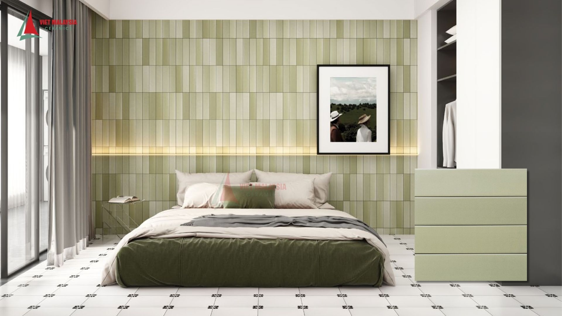 Gạch thẻ ốp tường phòng ngủ pastel - VH-IN75396M