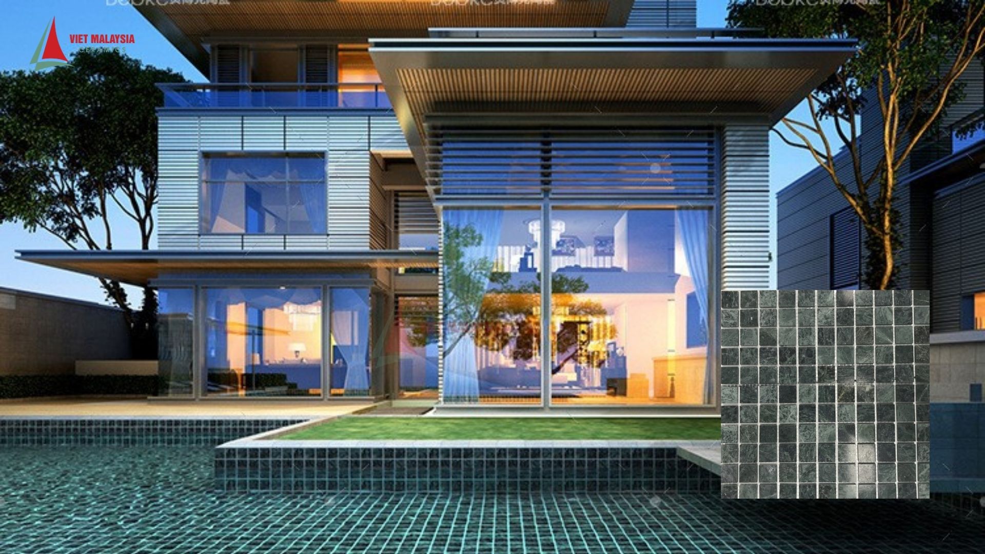 Mosaic đá ốp hồ bơi – TT30x30-22