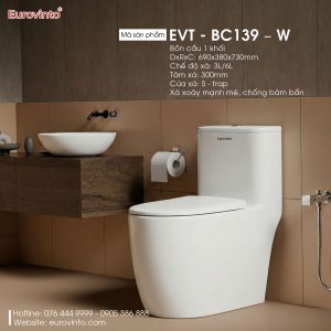 Bồn cầu Eurovinto EVT - BC179 - W 11 Bồn cầu Eurovinto EVT - BC139 - W