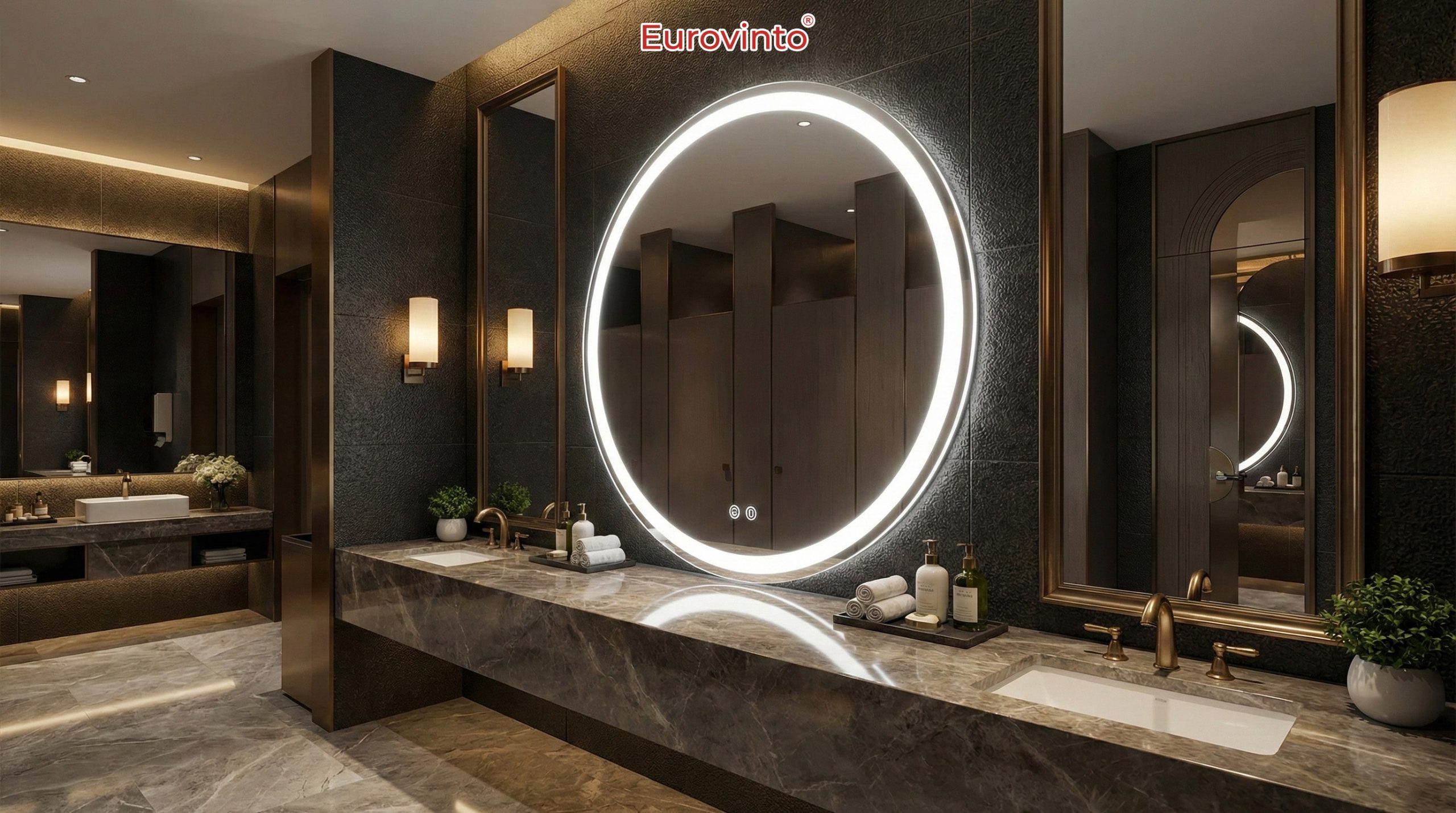 Mẫu thiết kế không gian bếp ấn tượng với Gương soi Eurovinto Y70*70 và Phụ kiện thiết bị vệ sinh Eurovinto.