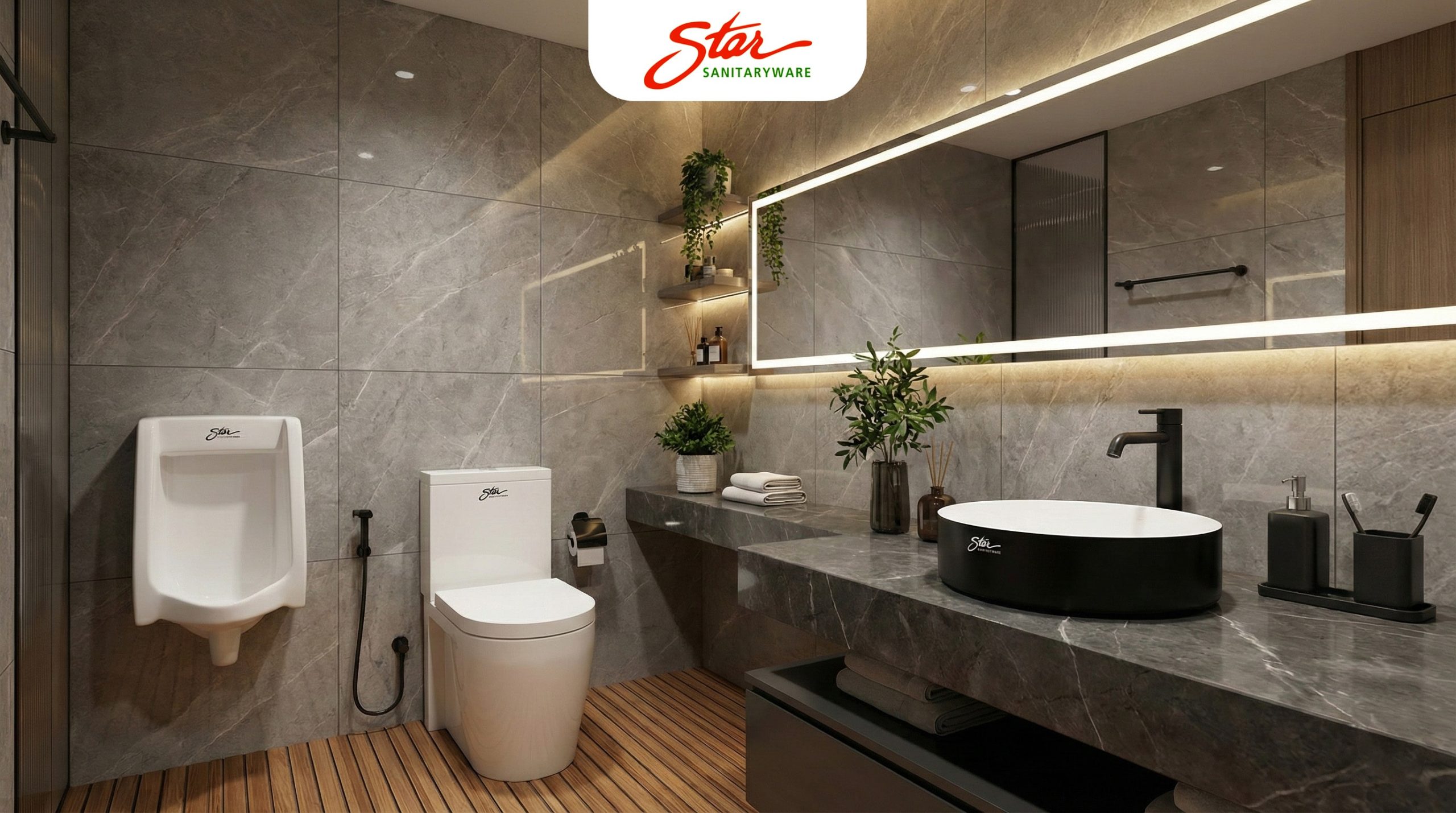 Chậu rửa Lavabo đặt bàn Thiết Bị Vệ Sinh STAR sang trọng trong không gian Tân cổ điển tại Thiết Bị Vệ Sinh Eurovinto.