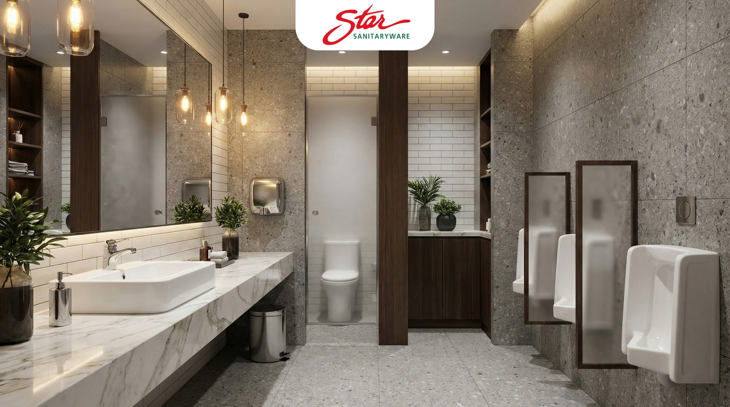 Combo Bồn cầu và Lavabo Thiết Bị Vệ Sinh STAR đồng bộ cho Resort nghỉ dưỡng cao cấp - Chính hãng tại Thiết Bị Vệ Sinh Eurovinto.