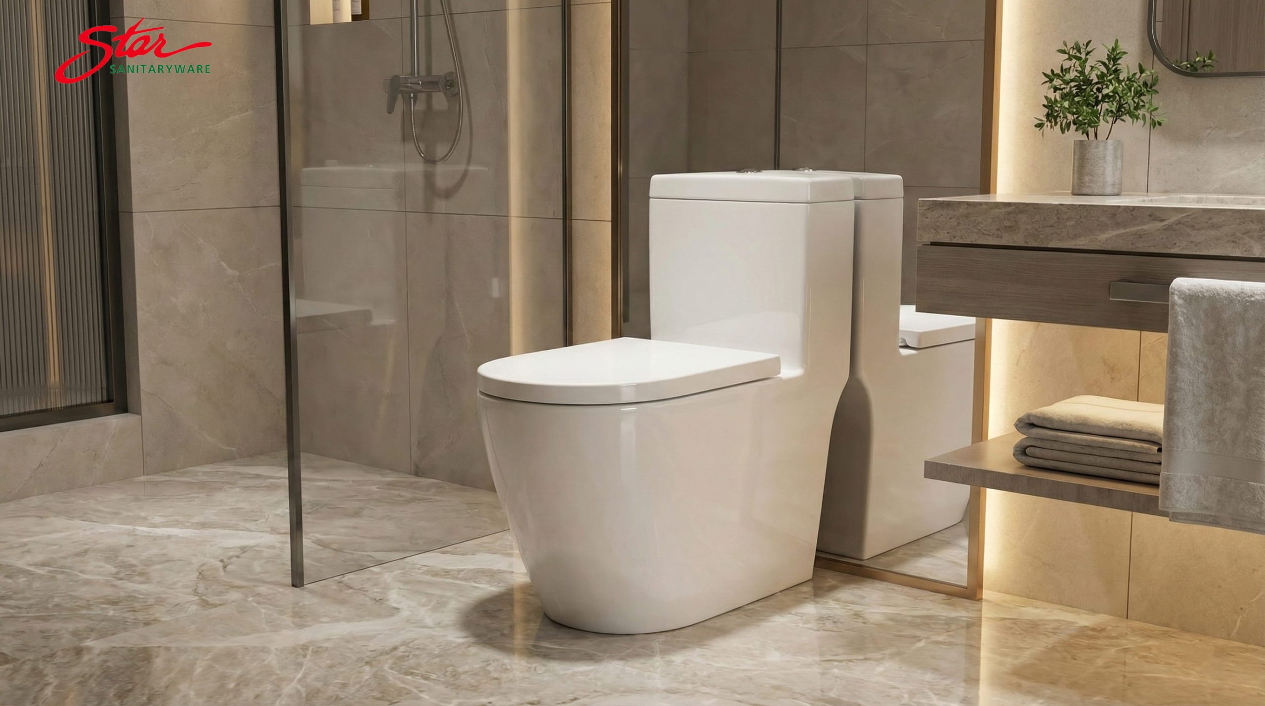 Bồn cầu 2 khối STAR S-1326.1 (375x640x800mm) nổi bật với phong cách Tân cổ điển sang trọng, trầm lắng. Vẻ đẹp trường tồn với thời gian, mang lại sự đẳng cấp và hoài cổ cho không gian phòng tắm.