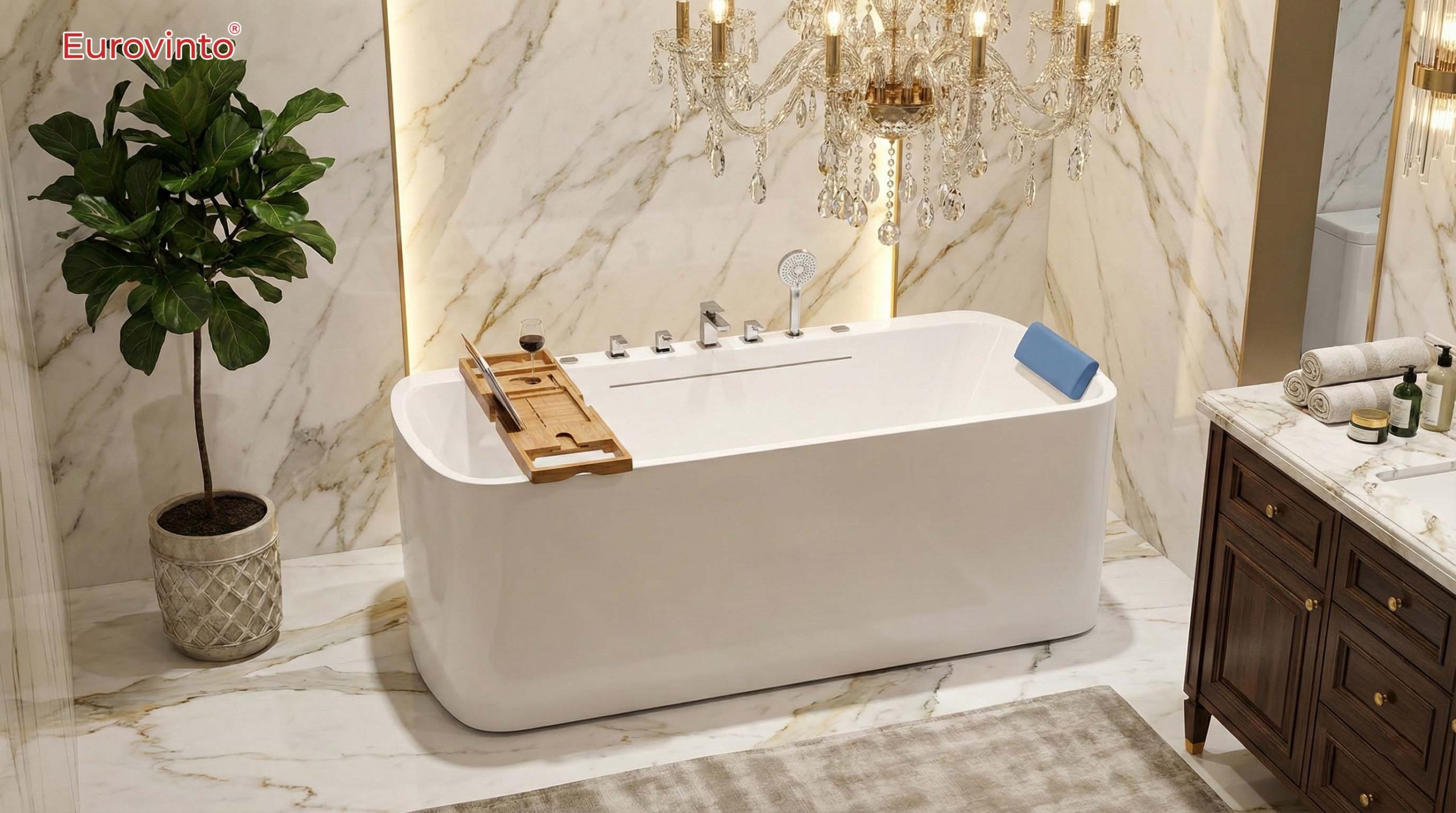 Bồn tắm massage Eurovinto EVT-B7215 từ Acrylic cao cấp, chống trầy xước và dễ vệ sinh. Lòng bồn chống trượt giúp bạn an tâm thư giãn. Tìm hiểu cách dùng bồn tắm đúng cách để tận hưởng sự tiện nghi nhất.