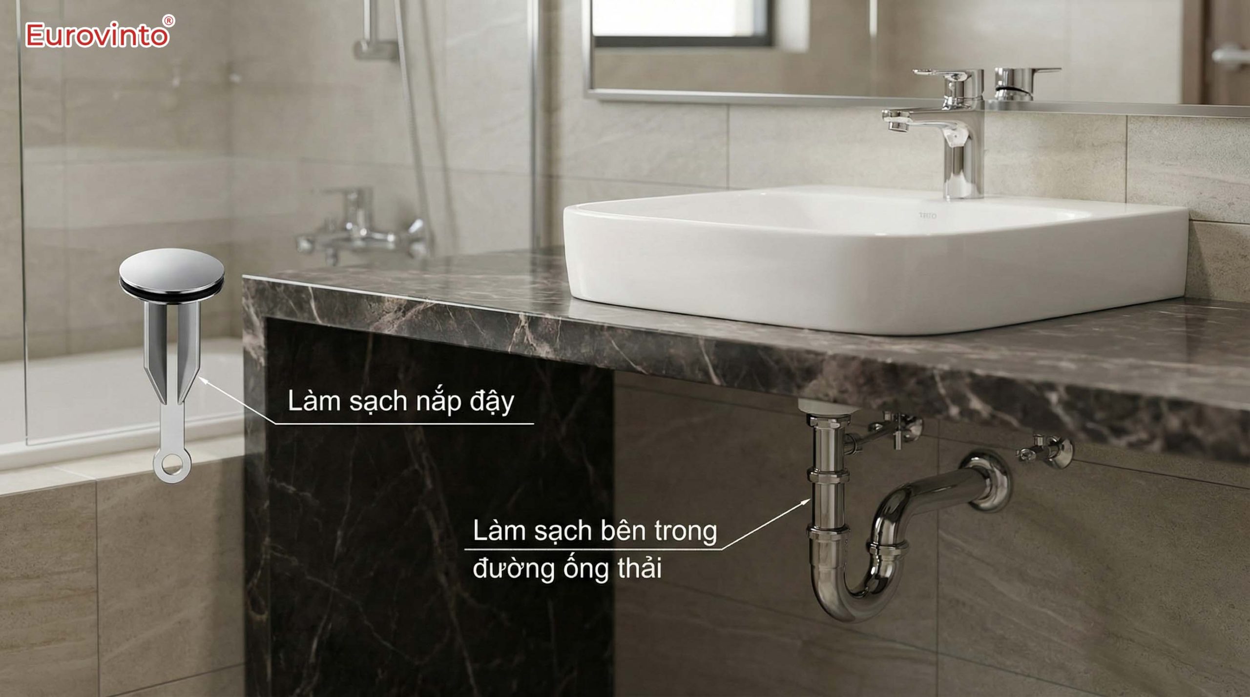 Hướng dẫn xử lý tắc nghẽn lavabo nhanh chóng và hiệu quả. Nắm vững kỹ thuật này là một phần của cách dùng chậu rửa mặt thông minh, giúp ngăn ngừa mùi hôi và giữ cho bồn rửa luôn sạch sẽ.